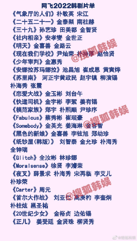網飛2022韓劇片單_Netflix2022韓劇片單_2022網飛韓國影視綜片單